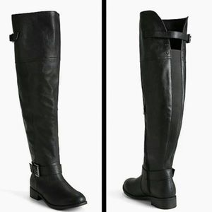 Torrid Faux Leather Over The Knee Boots, Black, Sz 8.5WW Wide Width, Thigh High